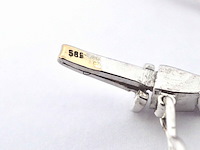 Witgouden collier met diamanten en smaragden - afbeelding 7 van  7