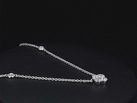 Witgouden collier met diamanten hanger klaver vier - afbeelding 5 van  7
