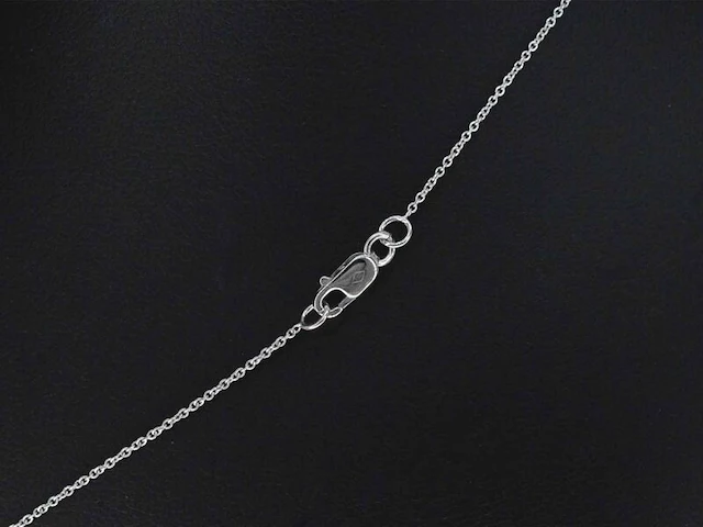 Witgouden collier met diamanten hanger klaver vier - afbeelding 5 van  8