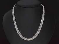 Witgouden collier met diamanten - afbeelding 1 van  6