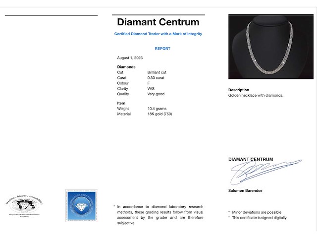 Witgouden collier met diamanten - afbeelding 3 van  6
