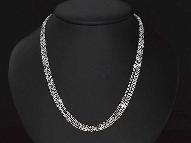 Witgouden collier met diamanten - afbeelding 1 van  7