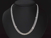 Witgouden collier met diamanten - afbeelding 1 van  7