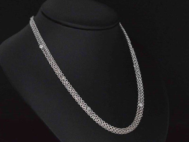Witgouden collier met diamanten - afbeelding 3 van  7