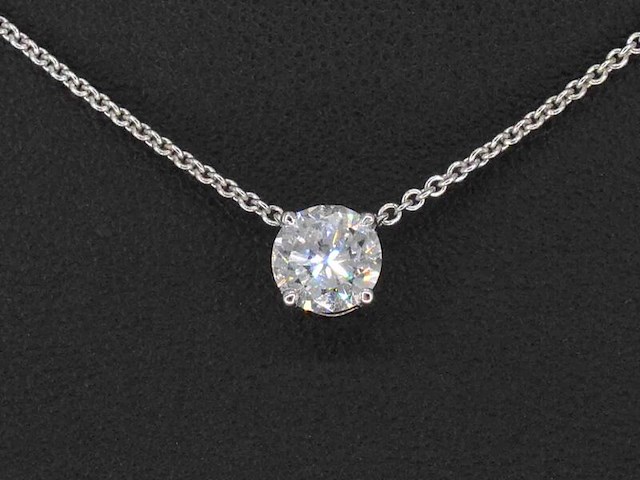 Witgouden collier met een diamant van 1.00 carat - afbeelding 2 van  8