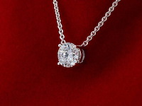Witgouden collier met een natuurlijke diamant van 1.00 carat - afbeelding 1 van  8