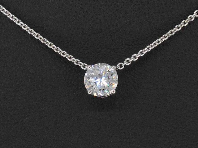 Witgouden collier met een natuurlijke diamant van 1.00 carat - afbeelding 2 van  8