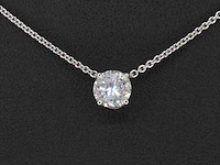 Witgouden collier met een natuurlijke diamant van 1.00 carat - afbeelding 2 van  8