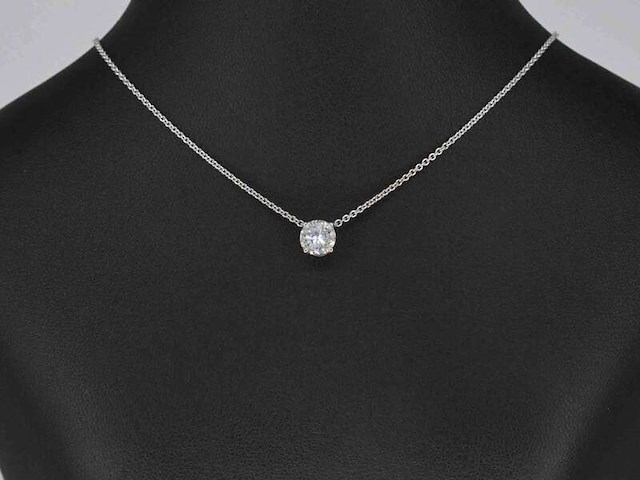 Witgouden collier met een natuurlijke diamant van 1.00 carat - afbeelding 5 van  8