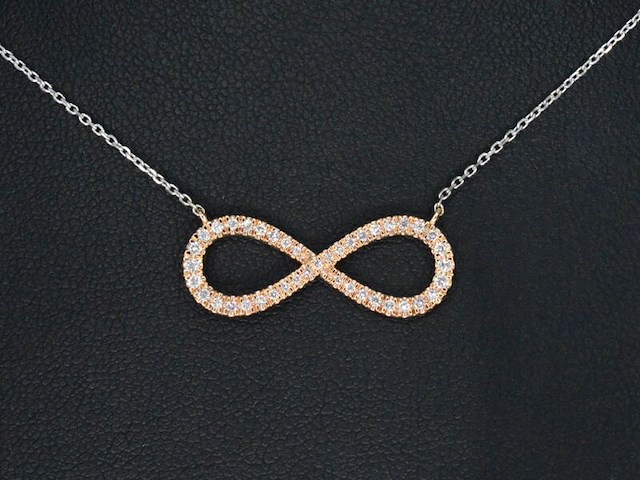 Witgouden collier met een rosegouden diamanten infinity hanger - afbeelding 1 van  9
