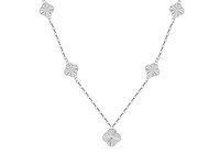 Witgouden collier met klaver design rhodium verguld