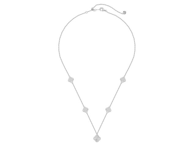 Witgouden collier met klaver design rhodium verguld - afbeelding 2 van  7