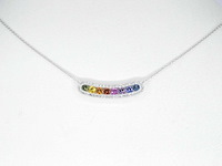 Witgouden collier met multicolour saffieren en diamanten - afbeelding 1 van  7
