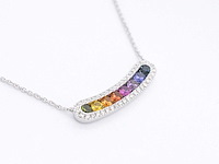 Witgouden collier met multicolour saffieren en diamanten - afbeelding 6 van  7
