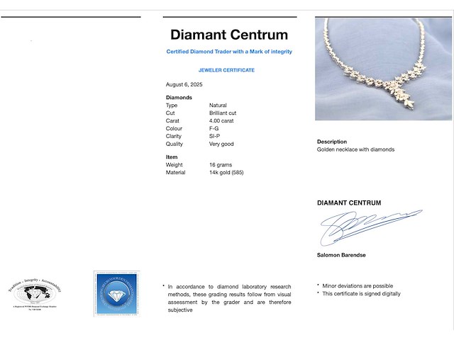 Witgouden collier met natuurlijke diamanten 4.00 carat - afbeelding 3 van  9