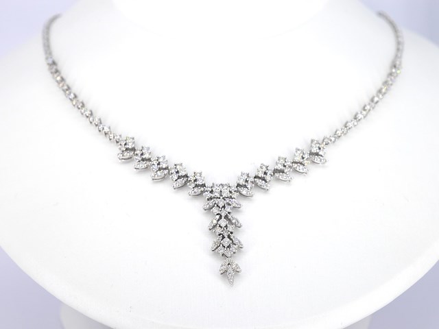 Witgouden collier met natuurlijke diamanten 4.00 carat - afbeelding 1 van  8