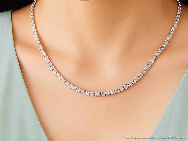 Witgouden collier met natuurlijke diamanten 8.00 carat - afbeelding 2 van  12