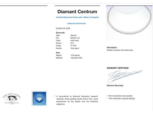 Witgouden collier met natuurlijke diamanten 8.00 carat - afbeelding 3 van  12
