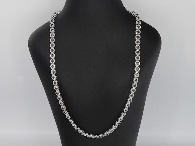 Witgouden collier met witte en zwarte diamanten 14.00 carat - afbeelding 2 van  8