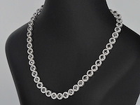 Witgouden collier met witte en zwarte diamanten 14.00 carat - afbeelding 4 van  8