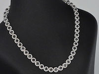 Witgouden collier met witte en zwarte diamanten 14.00 carat - afbeelding 5 van  8