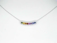 Witgouden collier multicolour saffier diamant