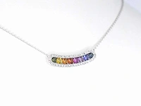 Witgouden collier multicolour saffier diamant - afbeelding 3 van  7