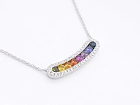 Witgouden collier multicolour saffier diamant - afbeelding 5 van  7