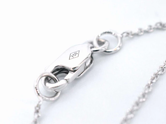 Witgouden collier multicolour saffier diamant - afbeelding 6 van  7