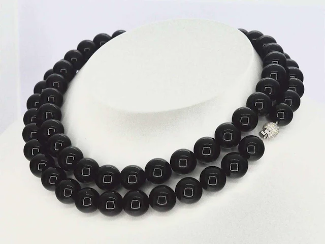 Witgouden collier onyx - afbeelding 1 van  9