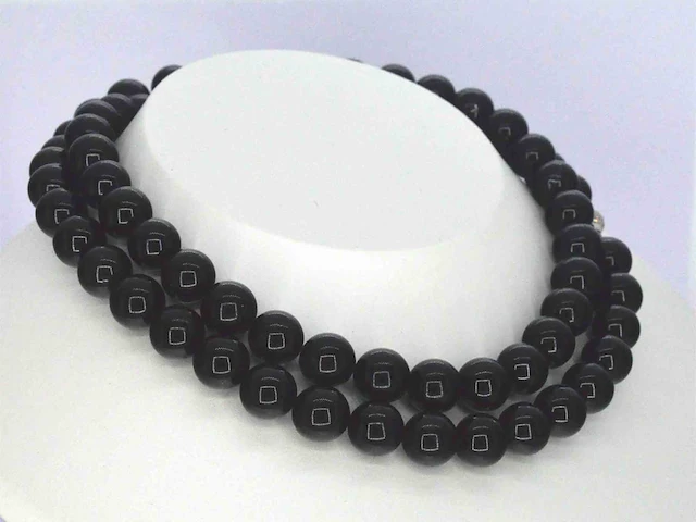 Witgouden collier onyx - afbeelding 3 van  9
