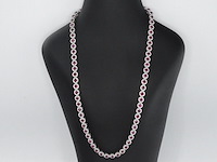 Witgouden collier volledig met natuurlijke witte diamanten en robijnen 15.00 carat - afbeelding 4 van  11