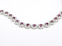 Witgouden collier volledig met natuurlijke witte diamanten en robijnen 15.00 carat - afbeelding 10 van  11