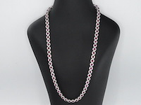 Witgouden collier volledig met witte diamanten en robijnen 15.00 carat - afbeelding 4 van  11