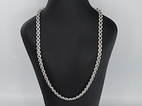 Witgouden collier volledig met witte en zwarte diamanten 14.00 carat - afbeelding 2 van  9