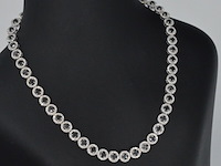 Witgouden collier volledig met witte en zwarte diamanten 14.00 carat - afbeelding 4 van  7