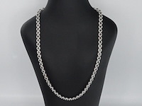 Witgouden collier volledig met witte en zwarte diamanten 14.00 carat - afbeelding 2 van  9