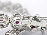 Witgouden collier witte diamanten en robijnen 15.00 carat - afbeelding 2 van  10