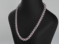 Witgouden collier witte diamanten en robijnen 15.00 carat - afbeelding 5 van  10