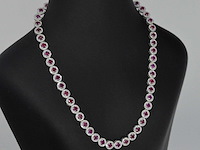 Witgouden collier witte diamanten en robijnen 15.00 carat - afbeelding 6 van  10