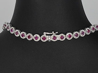Witgouden collier witte diamanten en robijnen 15.00 carat - afbeelding 7 van  10