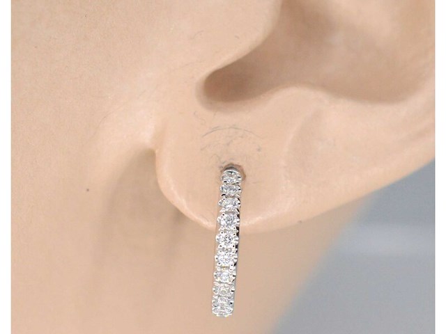 Witgouden creolen met diamanten - afbeelding 2 van  7