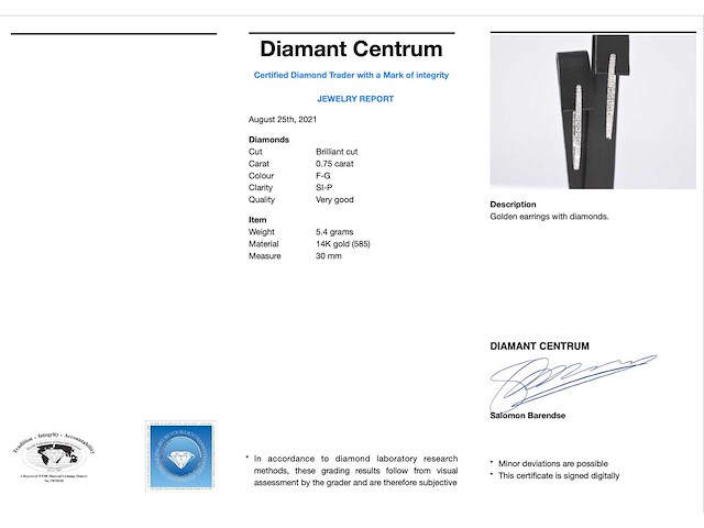Witgouden creolen oorbellen met diamanten - afbeelding 3 van  8