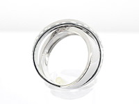 Witgouden cross-over rij ring met briljant geslepen diamanten - afbeelding 10 van  12