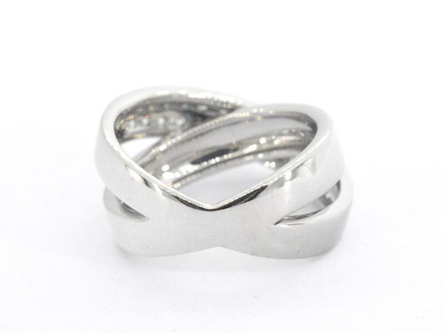 Witgouden cross-over rij ring met briljant geslepen diamanten - afbeelding 12 van  12