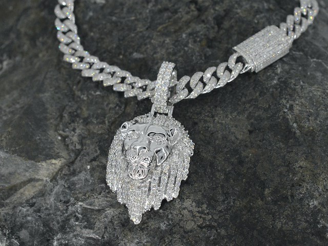 Witgouden cuban ketting vol met diamanten 8.50 carat - afbeelding 2 van  10