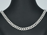 Witgouden cuban ketting vol met diamanten 8.50 carat - afbeelding 3 van  10
