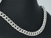 Witgouden cuban ketting vol met diamanten 8.50 carat - afbeelding 5 van  10