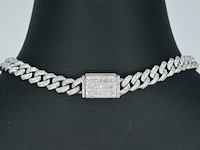 Witgouden cuban ketting vol met diamanten 8.50 carat - afbeelding 6 van  10