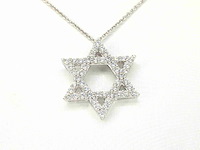 Witgouden davidster hanger met diamanten, excl. ketting